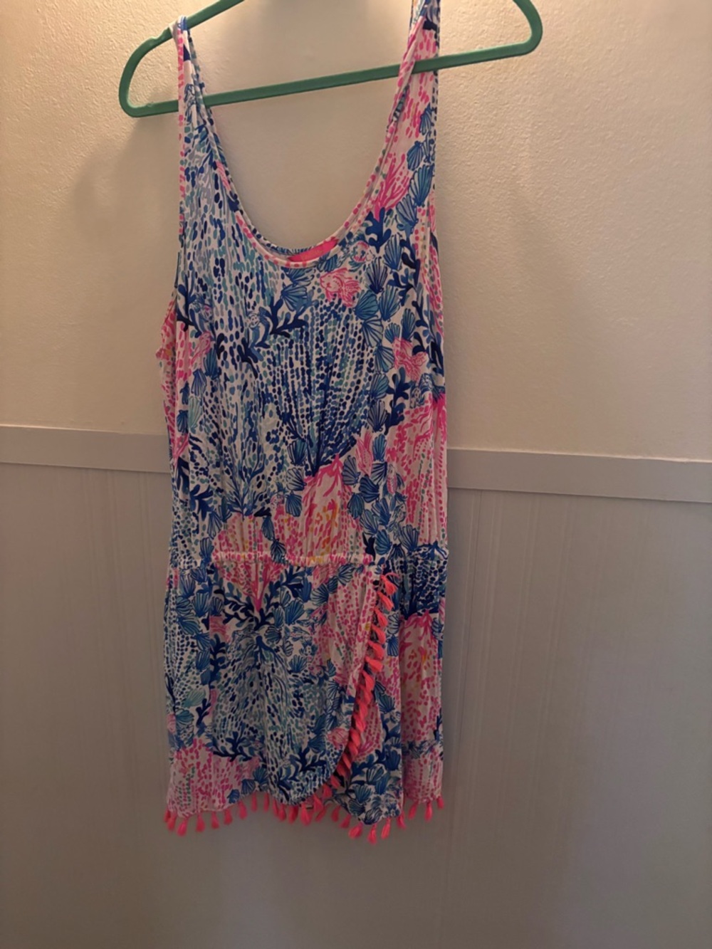 Lilly Pulitzer Pink & Blue Floral Tank Jarrett Romper